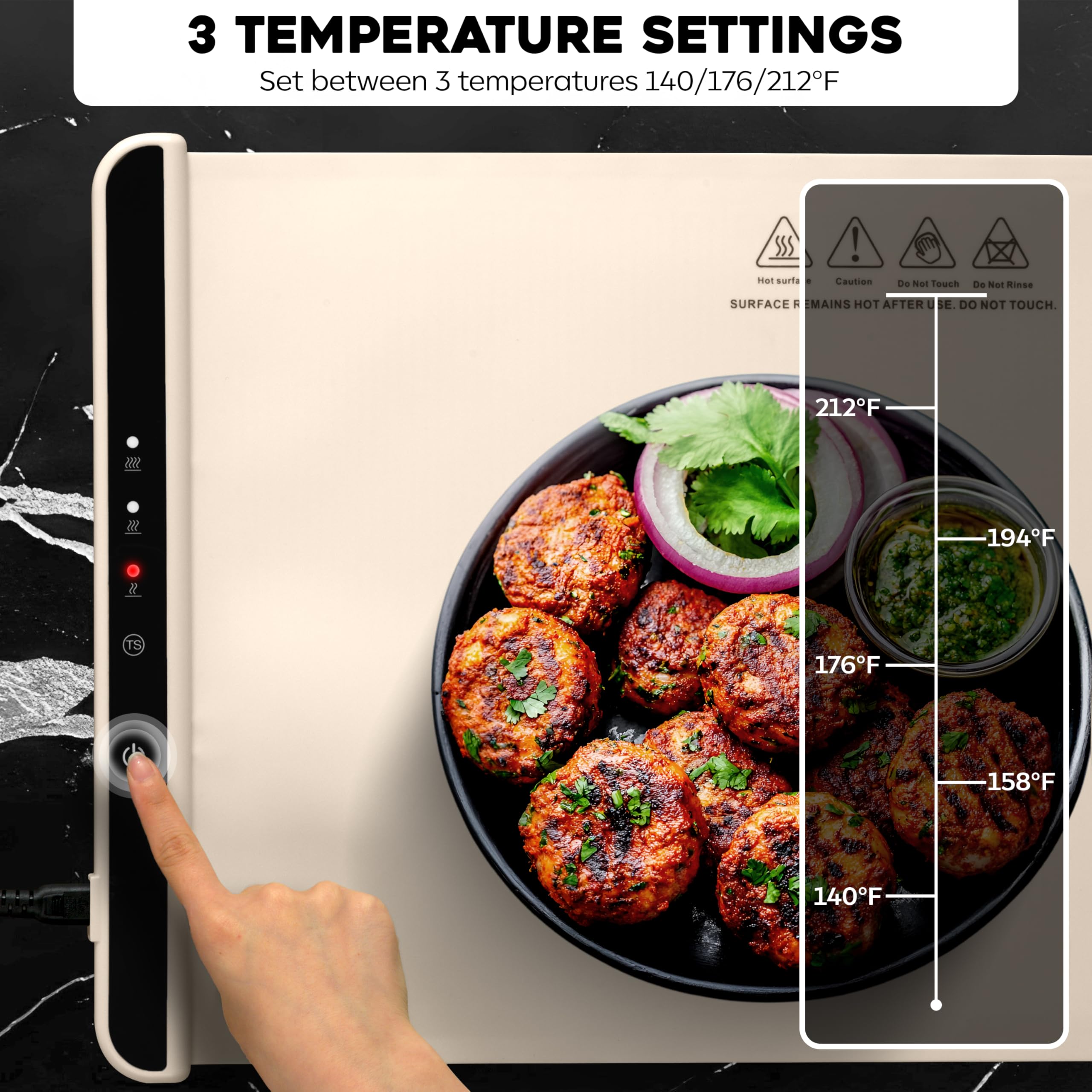 ELITE ECOMMERCE Warming Mat for Food Comes with 3 Temperature Settings, has Auto Shutdown Function, can Quickly Heats up in 10 Seconds, is Portable & Easy-to-Carry (White)