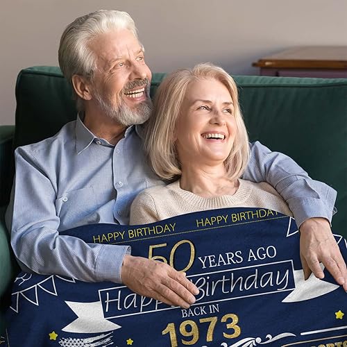 Miniatura 6 de Regalos de cumpleaños 50 para hombres y mujeres, regalo de cumpleaños de 50 años para marido, esposa, papá, mamá, manta de 60 x 50 pulgadas