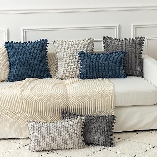 Miniatura 6 de Kevin Textile - Juego de 2 fundas de almohada decorativas de otoño de ladrillo quemado de 24 x 24 pulgadas con pompones para sofá dormitorio,