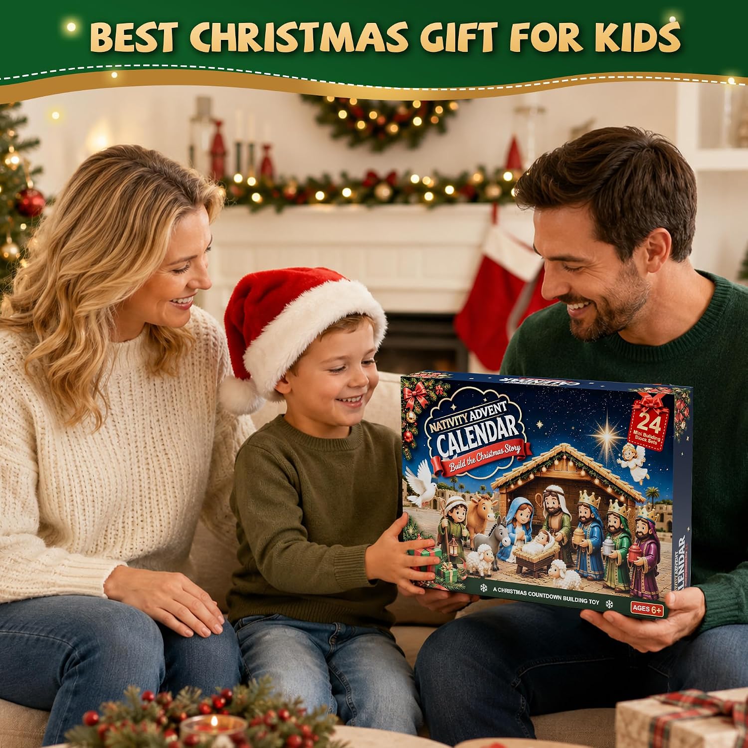 Nativity Advent Calendar 2026 for Kids, 24-Day Christmas Building Block Set