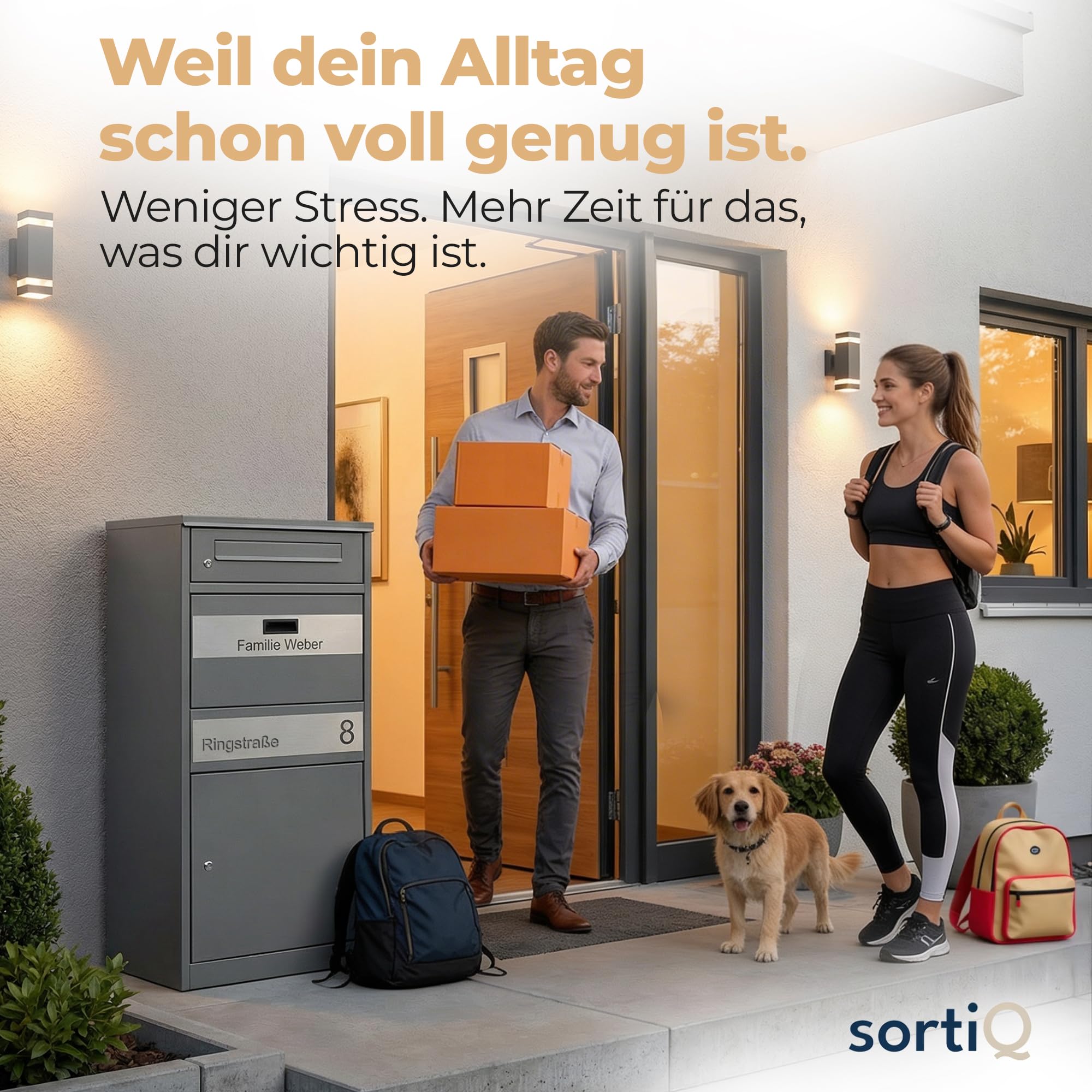 Paketbox Draussen Groß XXL (Anthrazit) | Briefkasten mit Paketfach Freistehend | 100% Wasserdicht & fertig Montiert | Diebstahlschutz Paketbriefkasten für Zuhause (DB703 Eisenglimmer)