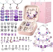 UFU Charm Bracelet Making Kit Girls - UFU Beads For Jewelry Making Kit, Unicorns Arts Crafts Gifts Set For Teen Girls Age 5 6 7 8-12, With a Portable Bracelet Organizer Box,C-Purple