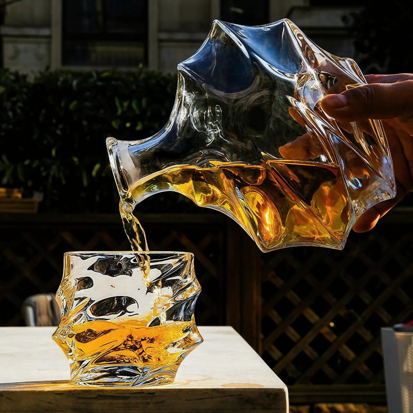 5er-Set Tsuki-Glas, Tsuki-Glas Whiskykaraffe, Schweres Japanisches Kristallglas FüR Bars, Altmodische WhiskygläSer Rocks-GläSer-Set, Bourbon-Geschenke