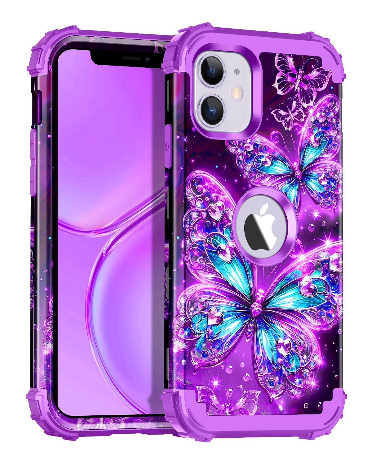 Casetego for iPhone 11 Case,Glow in The Dark Three Layer Heavy Duty Sturdy Shockproof Full Protection Rugged Hard PC+Soft TPU Bumper Case for Apple