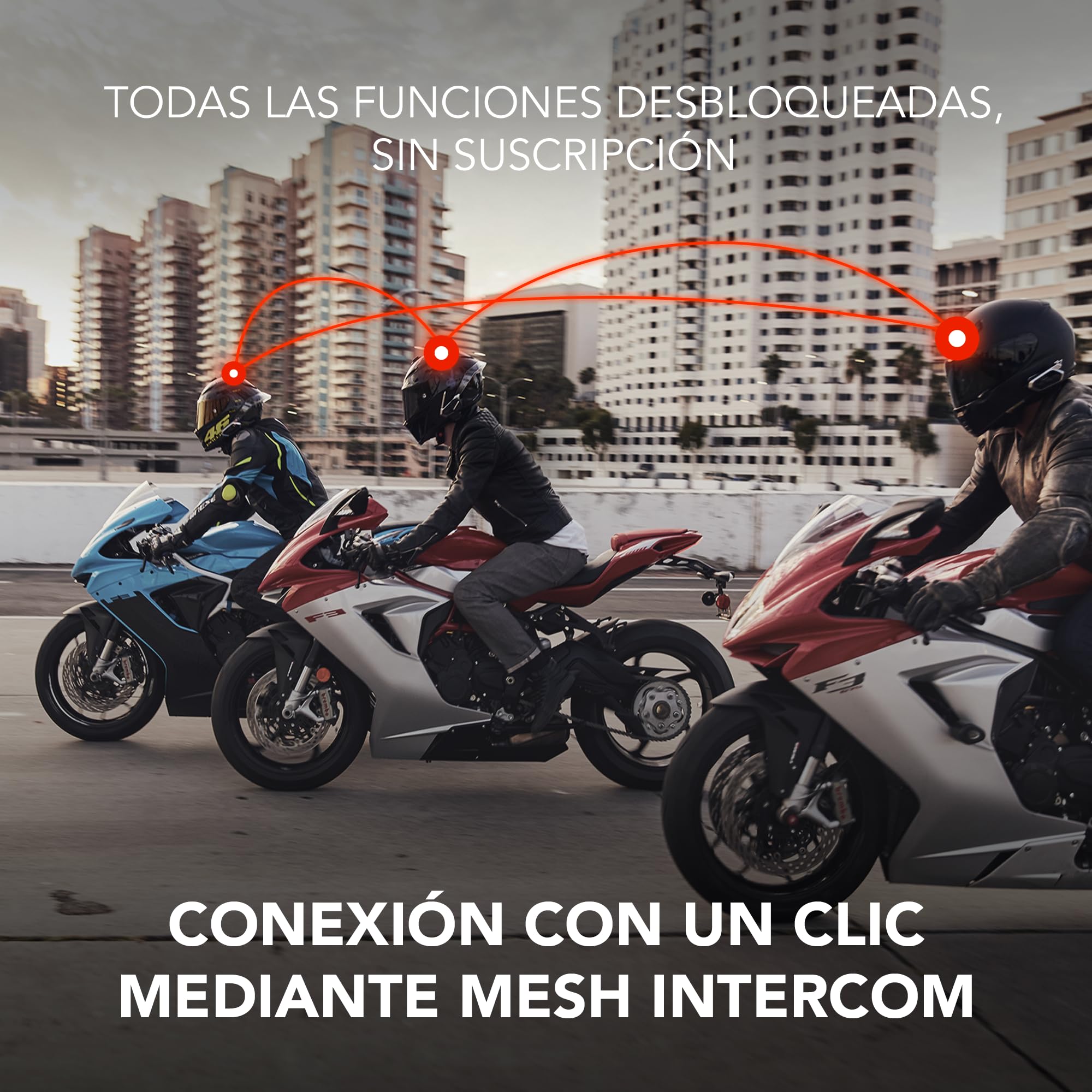 Sena 50R Sistema de comunicación Bluetooth con Interfaz de 3 Botones y Sound by Harman Kardon con tecnología Mesh Intercom y Altavoces y micrófono de Primera Calidad, Paquete Doble