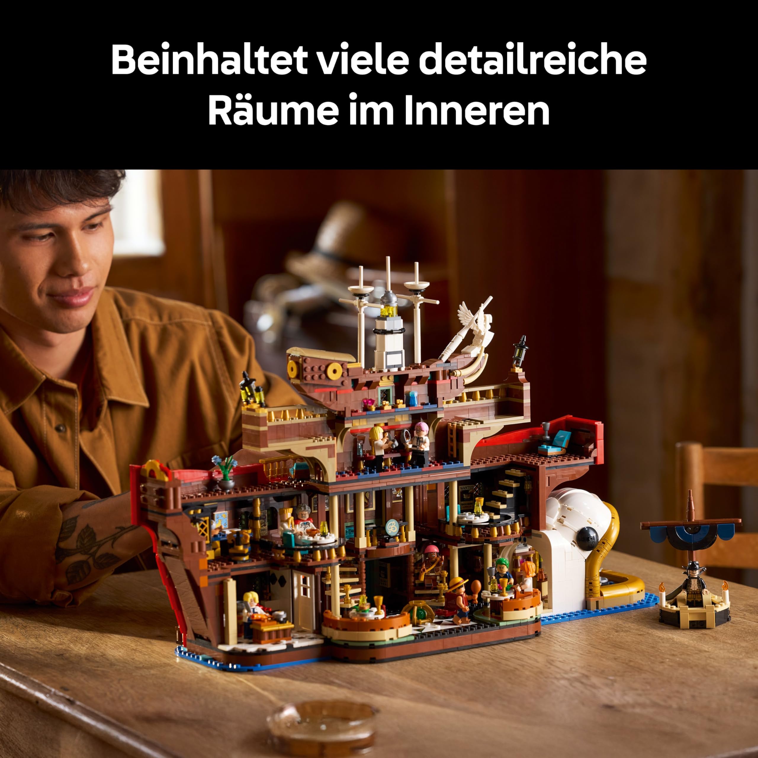 LEGO ONE PIECE - Baratié, das Schwimmende Restaurant - Bauset für Erwachsene - Modellbau mit detailliertem Innenraum sowie 10 Minifiguren inkl. Luffy, Nami & Sanji - Anime Geschenk für Fans - 75640