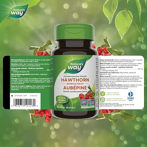 Miniatura 5 de Nature's Way Bayas de espino, salud cardiovascular, 100 cápsulas vegetarianas