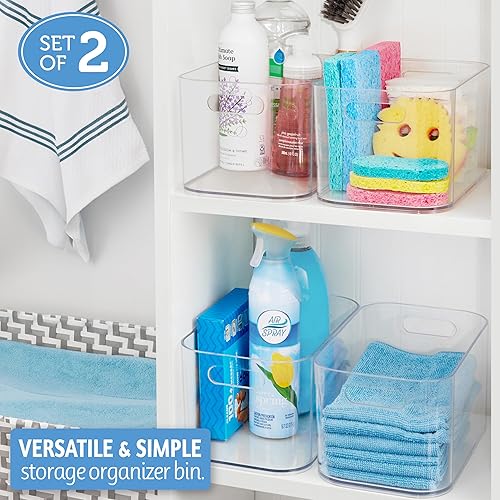 Miniatura 3 de STORi Bliss - Organizador de plástico transparente de 10 x 6 pulgadas con compartimento abierto (juego de 2)  Contenedor rectangular para maquillaje