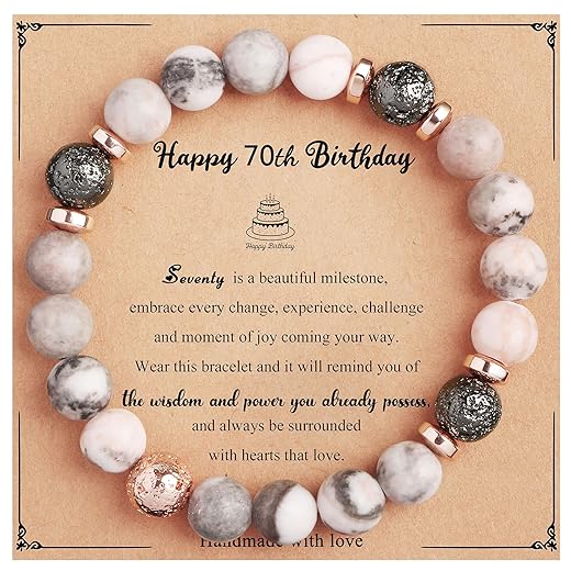 Yiyang 70th Birthday Gifts for Women, Natural Stone Stretch Bracelets Sentimental Birthday Gifts for 70 Year Old Women 70th Birthday Gift Ideas for Mom Grandma Aunt Sister Born in 1953 Gifts
