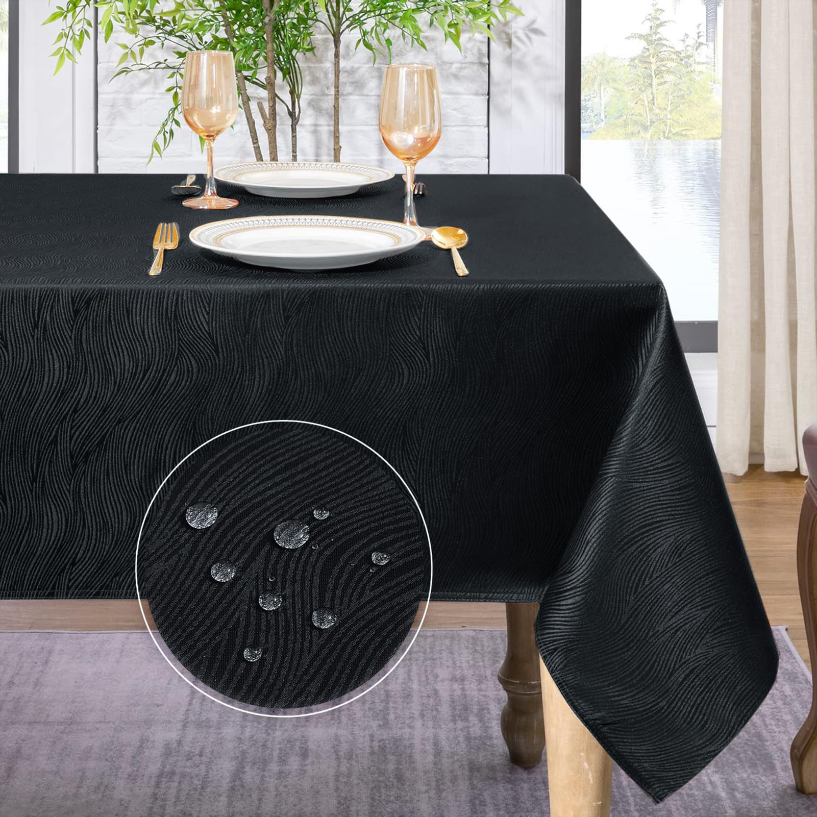 Softalker Mantel Antimanchas 100x140 cm Rectangular Manteles Gris de Jacquard a Rayas Mantel Impermeable Protector Mesa Comedor Manteles no Plancha Otoño Navidad Decorativo para Casa Comedor Cocina