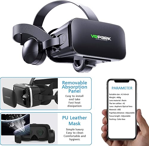 Miniatura 4 de VR Headset, Virtual Reality Headset with 120FOV, Stereo Headset, Virtual Reality Goggles, Play Your Best Mobile Games 360 Movies with Soft &