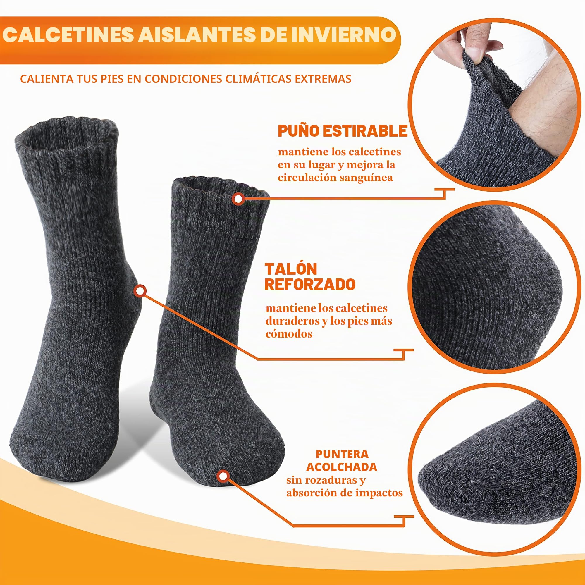 Welwoos 3 Pares Calcetines Termicos Frio Extremo Calefactables para Mujer Hombre, Calcetines Calefactables Invierno Termicos para Esquí Deporte