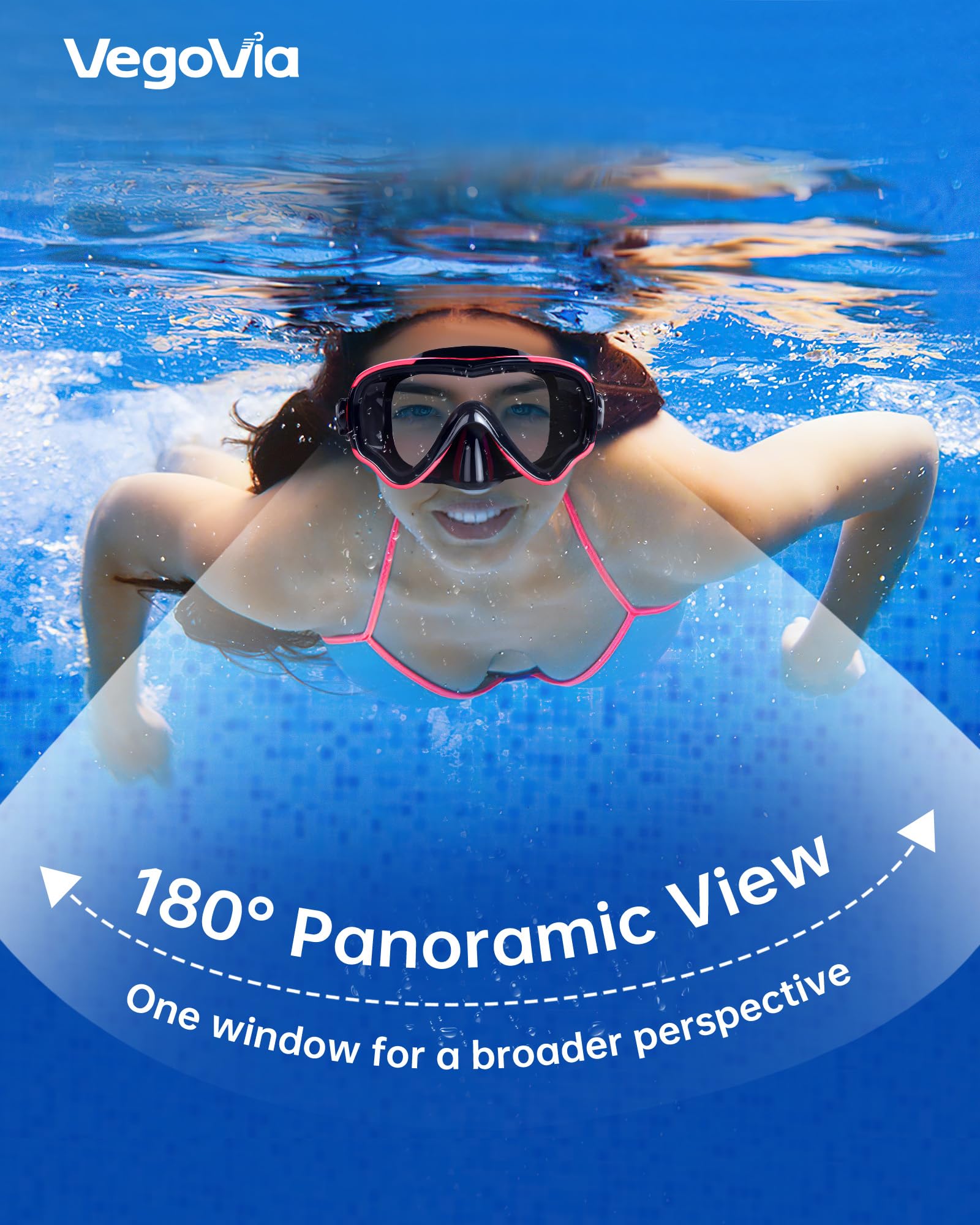 Adult Swim Goggles with Nose Cover, 180° Clear Wide View No Leak Diving Mask Pool Goggles for Women Men Adult Youth