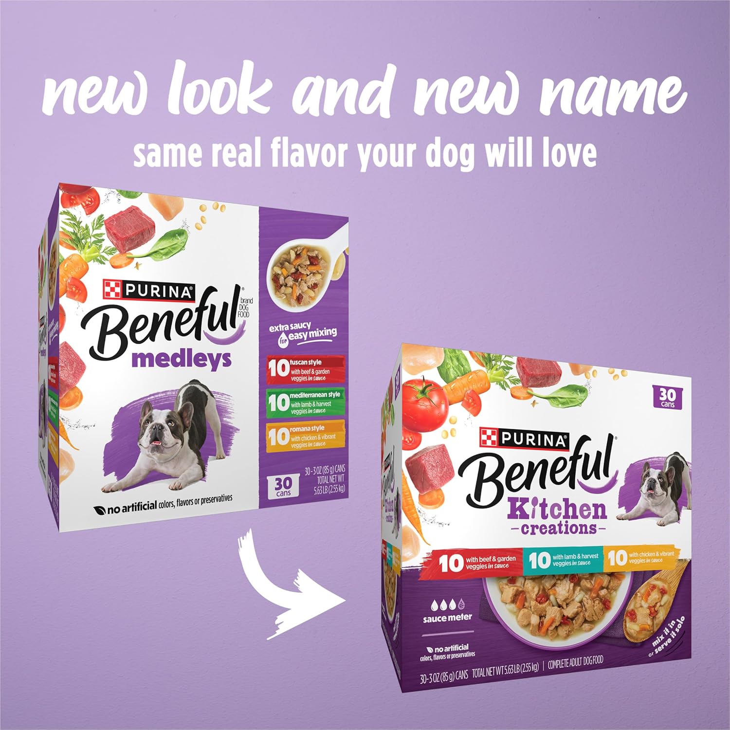 Beneful Purina Kitchen Creations with Beef,Chicken,or Lamb Wet Dog Food Variety Pack - 3 oz. Cans,(Pack of 60)