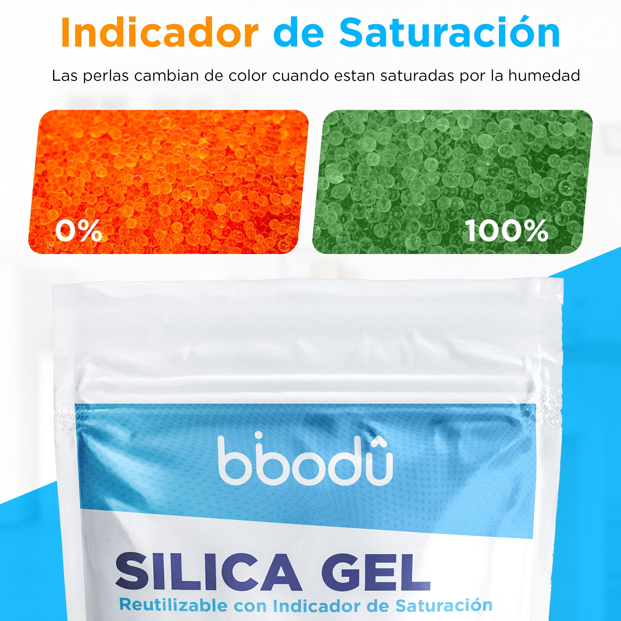Silica Gel Naranja 1KG + 10 Bolsas | Gel de Silice Reutilizable con Indicador de Saturación | Perfecto para Armarios, Cajones, Productos Electrónicos y Secado de Flores