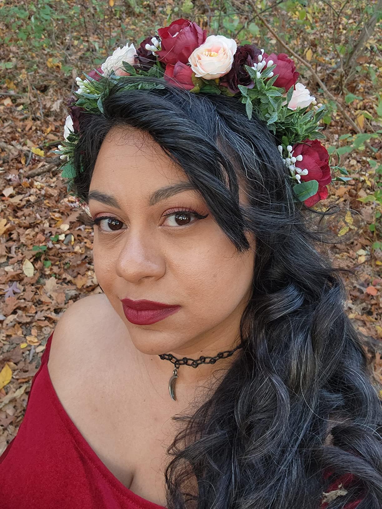 DreamLily Maternity Woodland Photo Shoot Peony Flower Crown Hair Wreath Wedding Headband BC44 (Style 12 Burgundy Camellia)