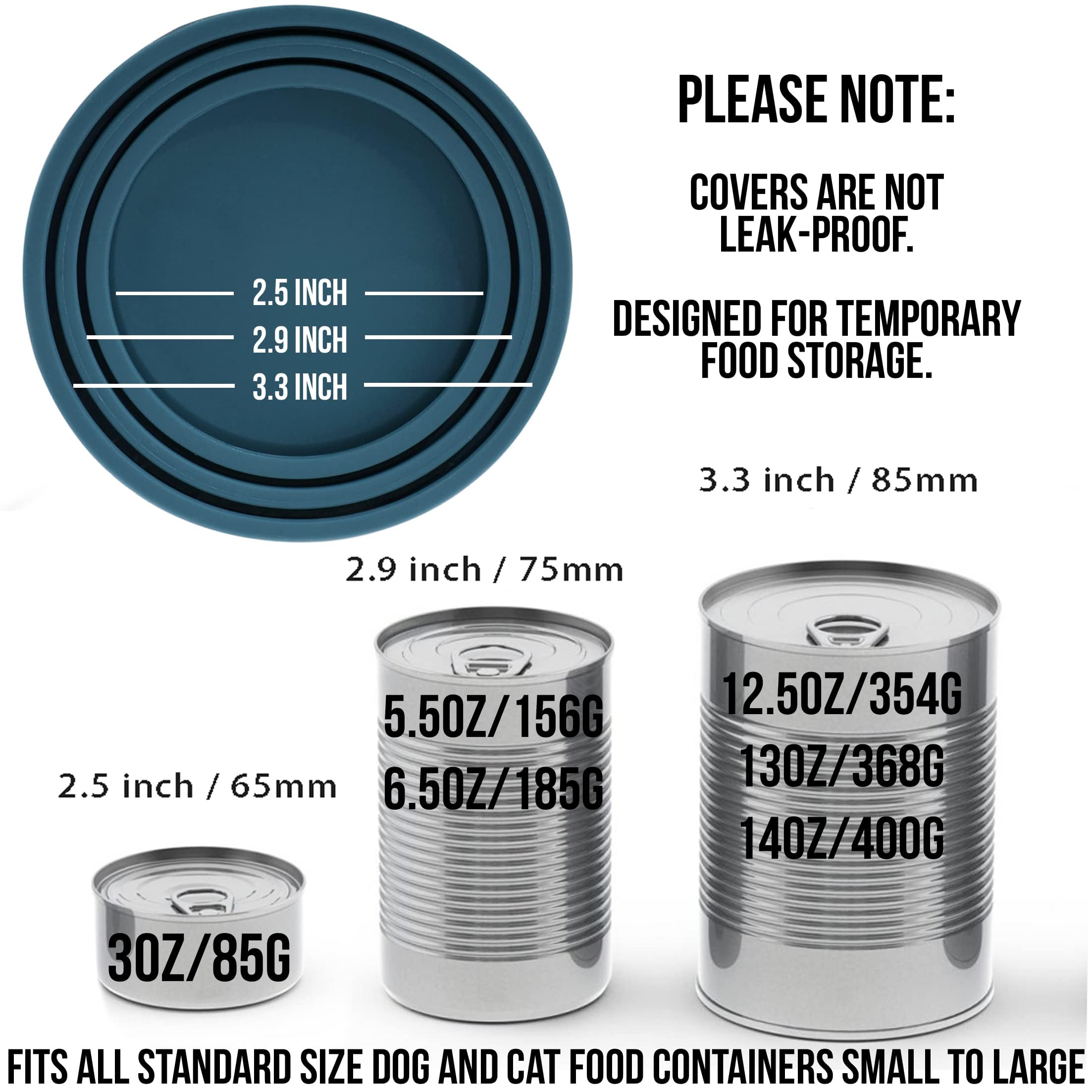 OHMO Coperchi Universali in Silicone per Alimenti per lattine per animali domestici, Adatti per lattine per alimenti per animali domestici, Senza BPA, Confezione da 3, Blu