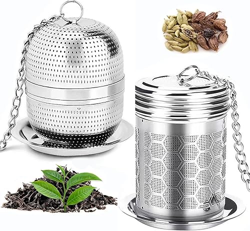 Coladores de té para té suelto infusor de té de acero inoxidable 304 bola de té de malla extra fina para preparar té paquete de 2 difusores de té