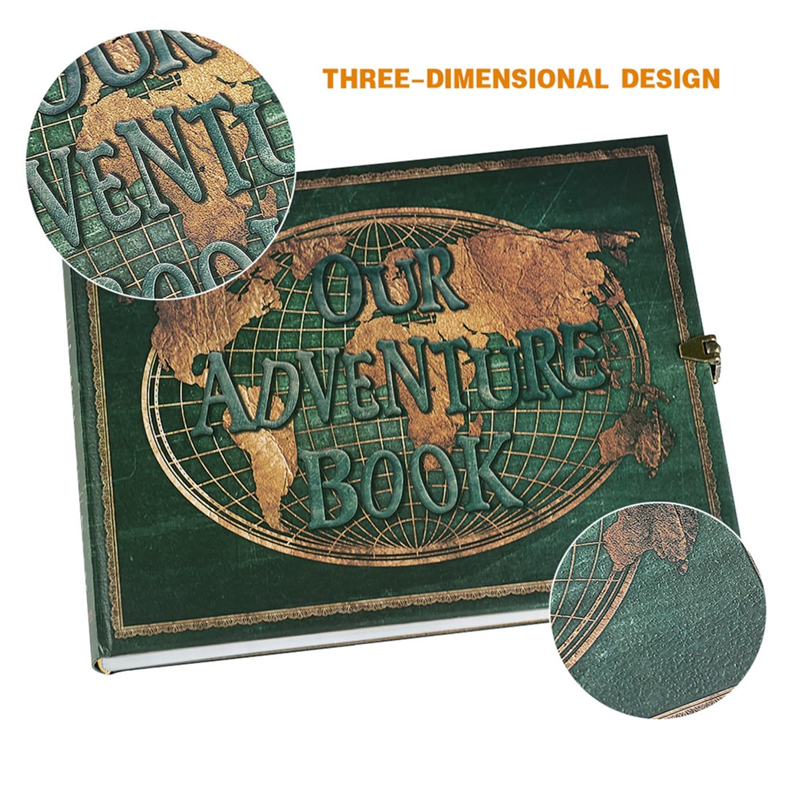 Album Fotos 180 Page DIY Travel Photo Album Our Adventure Book Leather Retro Creative Anniversary Wedding Guest Memory Gift(Green)