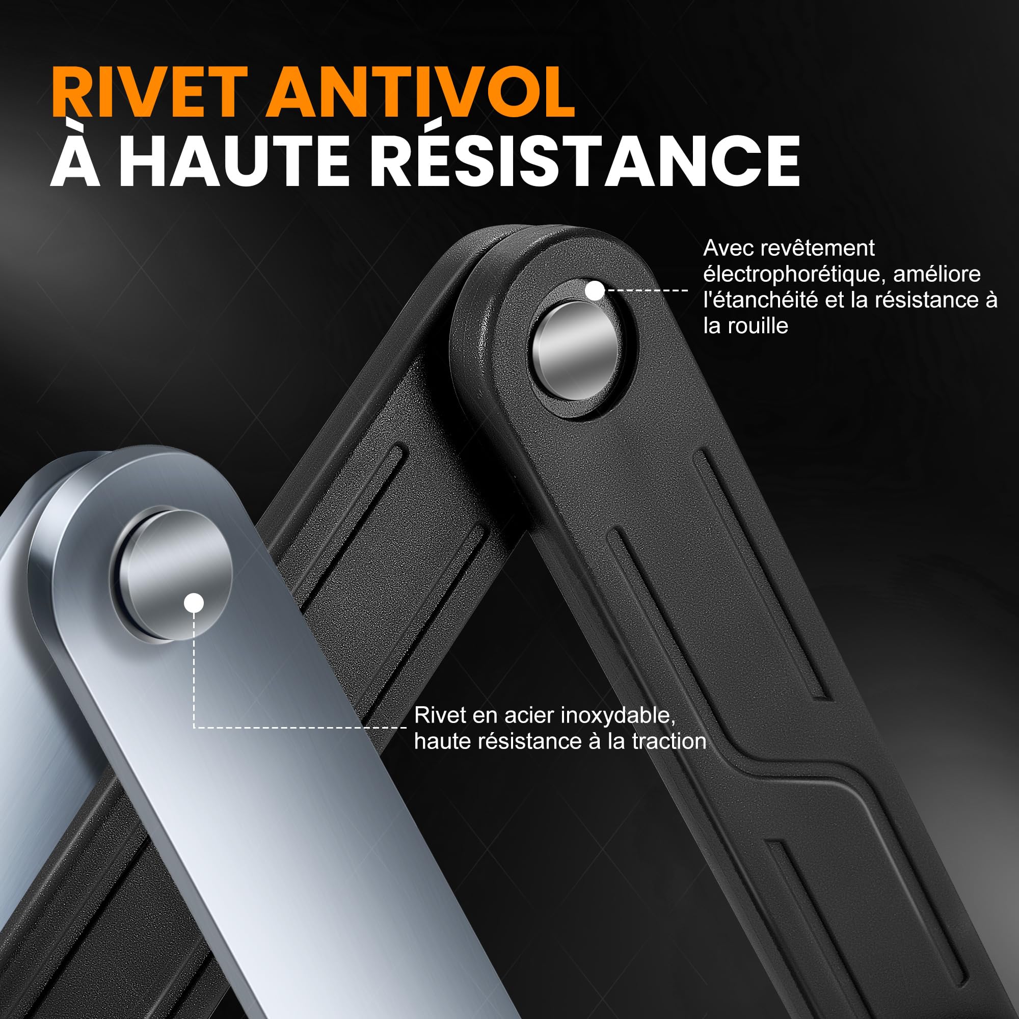 Antivol Velo Pliable Haute Sécurité 100cm Cadenas avec Support 2 Clés en Alliages Haute Résistance