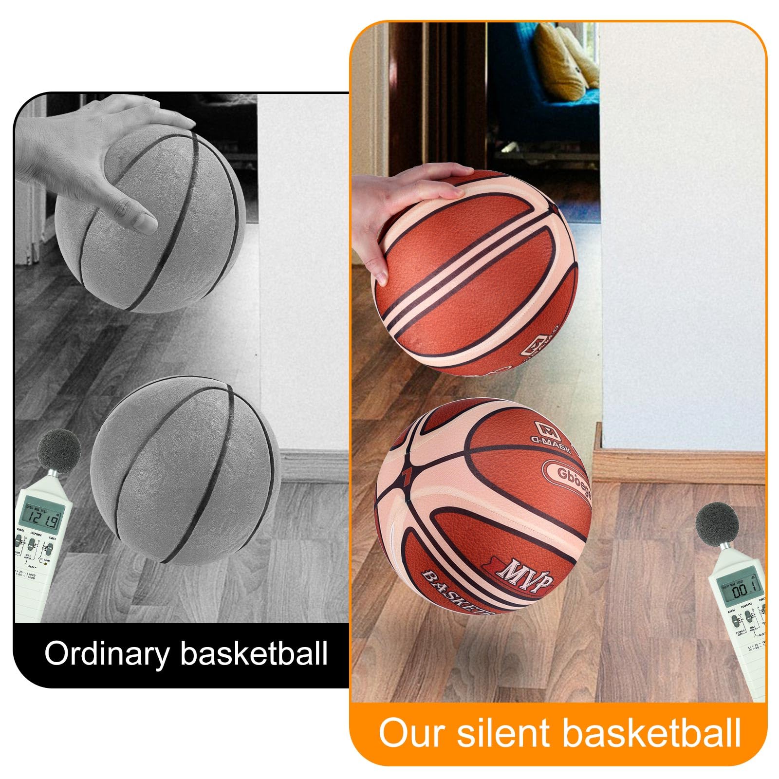 Silenzioso Rimbalzo Pallacanestro, Silenzioso Basket Dribbling Indoor Attrezzature per l'allenamento Palla Silenziosa Soundless Soft Bounce Dunk Basket Aggiornamento Silenzioso Basket per i Giovani