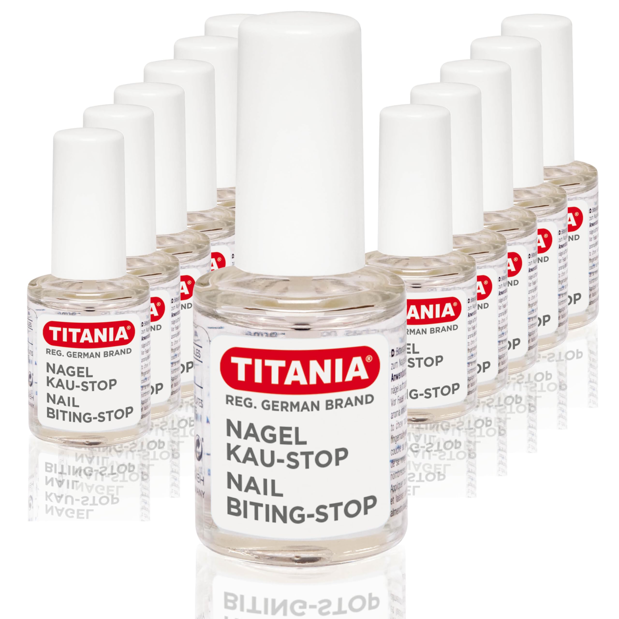 TITANIA Nagel Kau-Stop 10ml 12er • Nagellack gegen Nägelkauen • Anti Nägelkauen • Schutz gegen Fingernägelkauen • Anti Fingernagel Kauen, Transparent