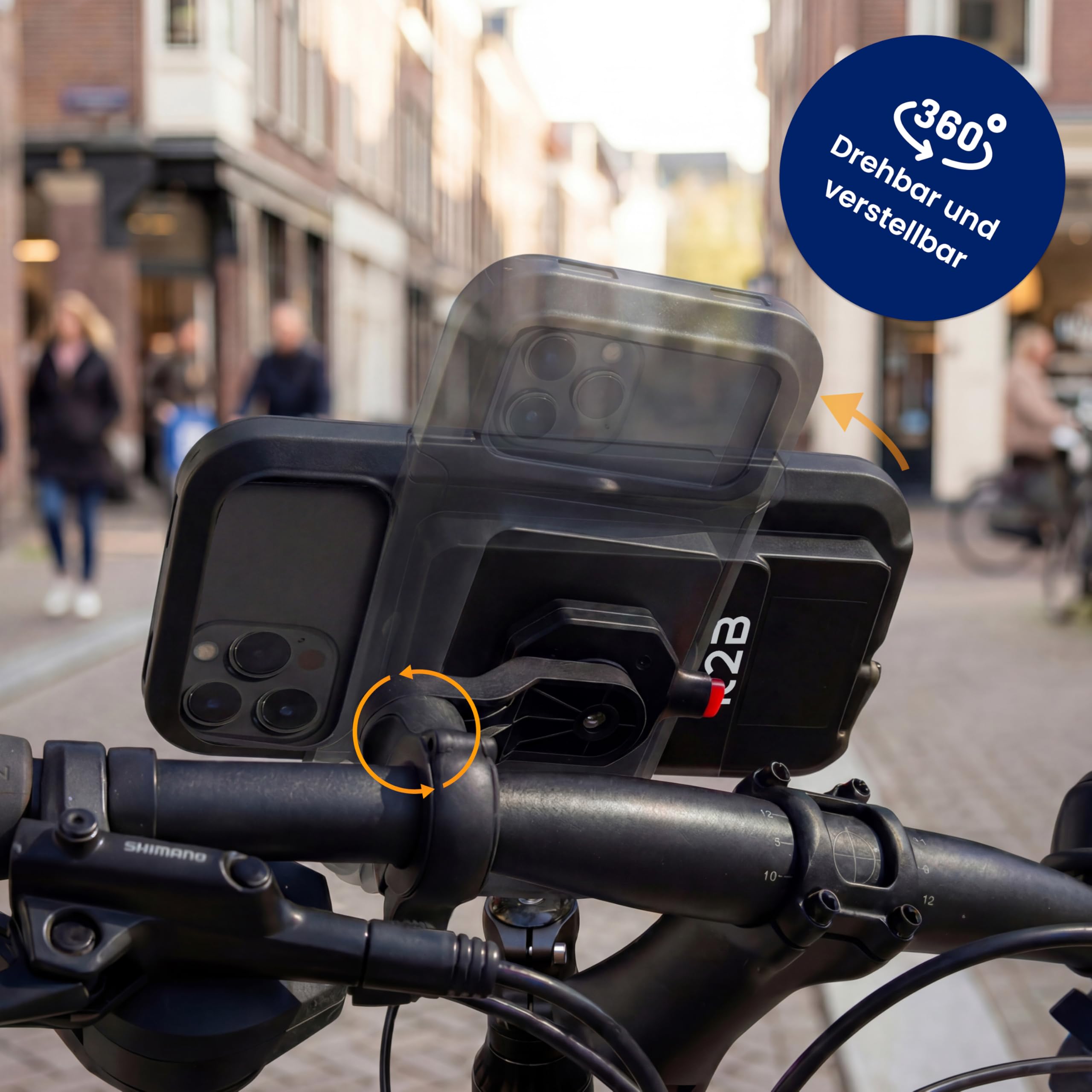 R2B Handyhalterung Fahrrad mit Powerbank 5000mAh Wasserdicht Fahrradhalterung Telefon, Smartphone Halterung Fahrrad mit Kabelloser Aufladung für Motor, Roller und E Bike