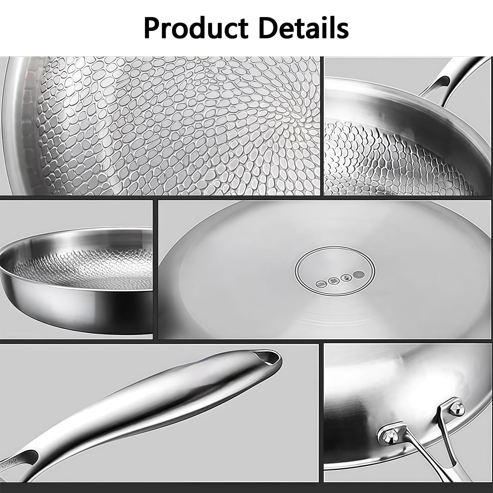 Titanium Antihaft-Bratpfanne, unbeschichtet, robustes Design mit abnehmbarem Griff, kompatibel mit allen Herdarten