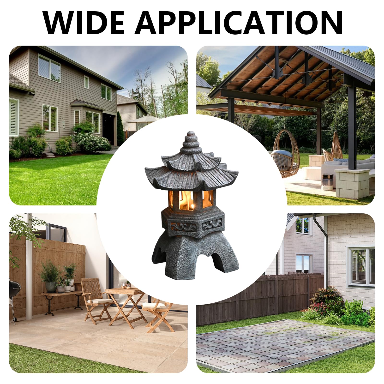 Lanterne Solaire de Jardin, Zen Statue de Jardin Décorative en Résine, Lampe Solaire pour Extérieur, Ornements Lanterne Japonaise en Pierre, Statue Décoration pour Balcon, Terrasse, Véranda et Cour
