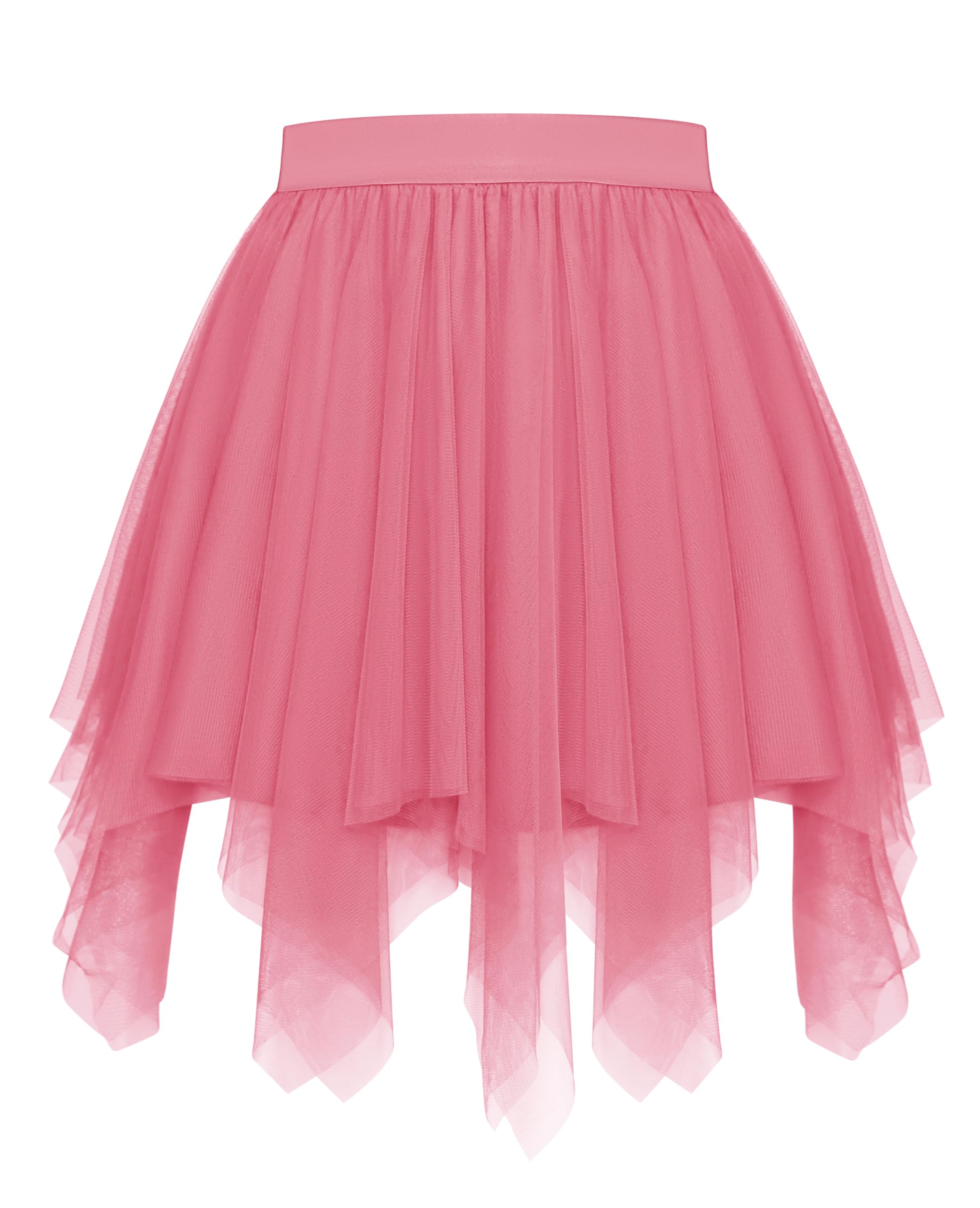 Vlazom Women's Tulle Tutu Skirts A-line Dance Skirts Rockabilly Underskirt Petticoat Music Festivals, Carnivals, Holiday Parade, Halloween Rose Pink, S-M