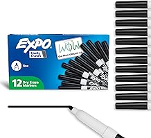 EXPO Dry Erase Markers, Low Odor Ink, Black, Fine Tip, 12 Count - Whiteboard, Calendar, Organization, Essential Supplies for Office, School, Classroom, Teachers