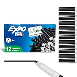 EXPO Low Odor Dry Erase Markers Fine Tip Black 12 Count