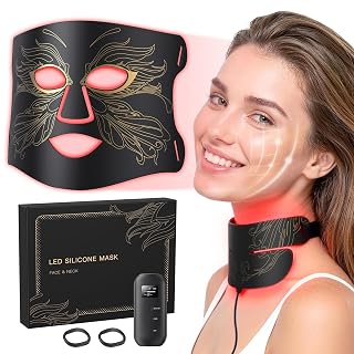 7-in-1 Red Light Therapy for Face & Neck, Skin-Friendly Silicone Red Light Therapy Mask with 324 LEDs, 5 Brightness Levels & 20 Mins Timer, Led Face Mask Light Therapy for Home & Travel - Amazon product rated Grade A