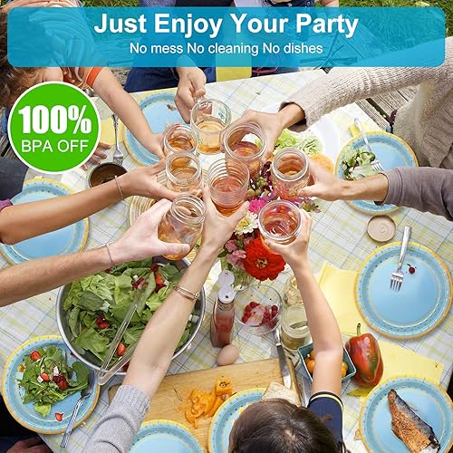 Miniatura 5 de Platos de papel de oro azul, platos de postre desechables de puntos dorados, platos de papel con borde dorado, suministros de fiesta para baby