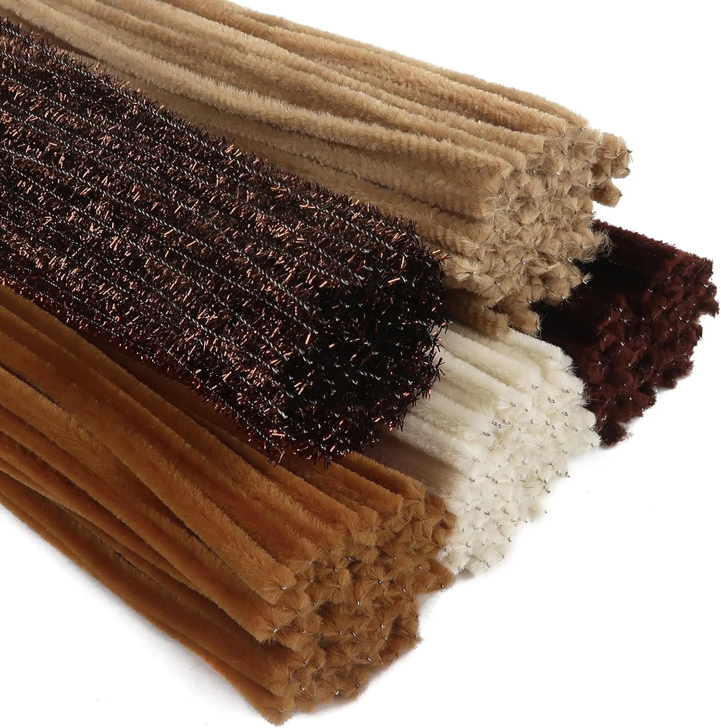 TOAOB 400pcs Brown Series Thick Pipe Cleaners 12inch Glitter Pipe Cleaners