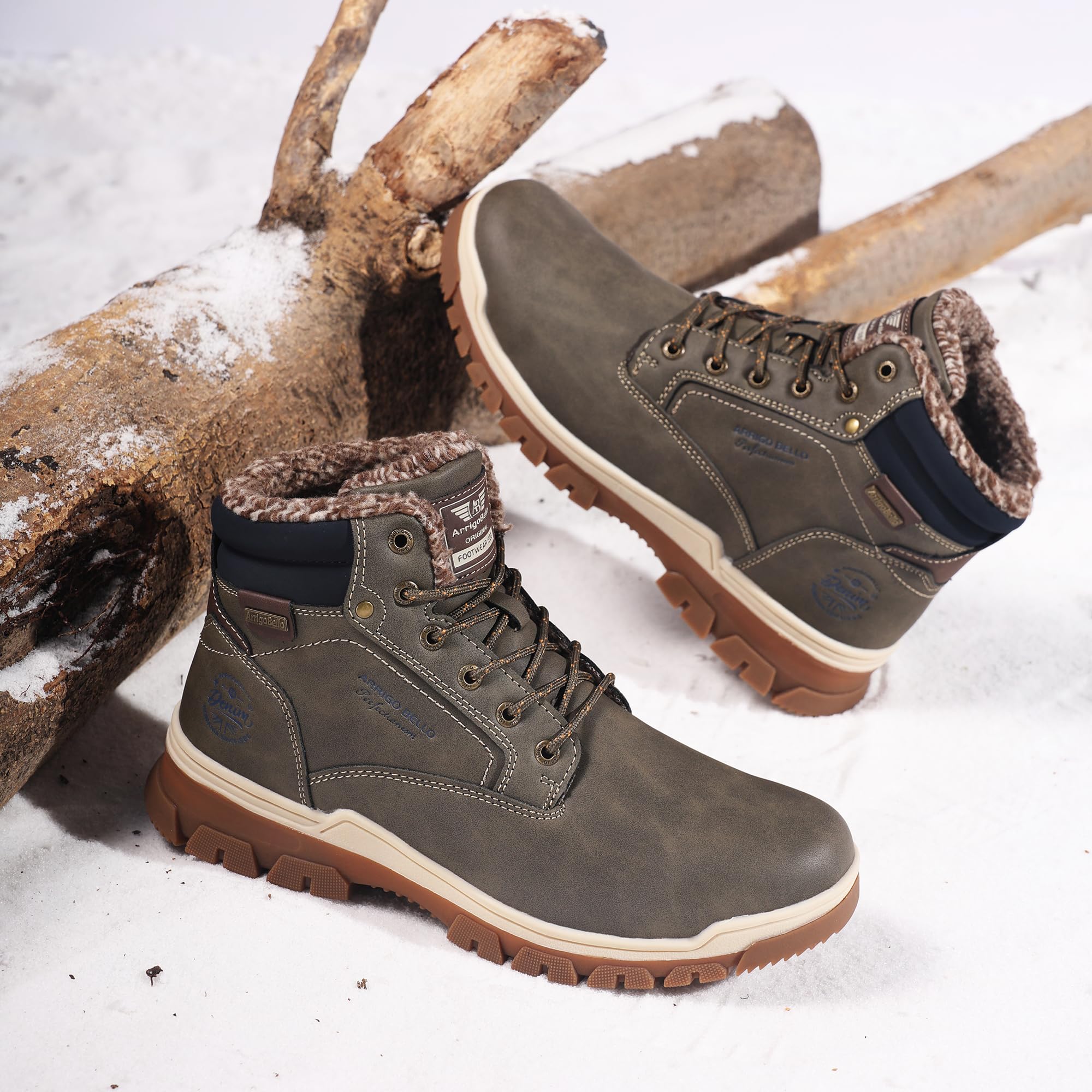 ARRIGO BELLO Stivali Uomo Invernali Scarpe Inverno Calda Foderato Montagna Antiscivolo Trekking Boots Scarponcini Neve Taglia 41-46EU