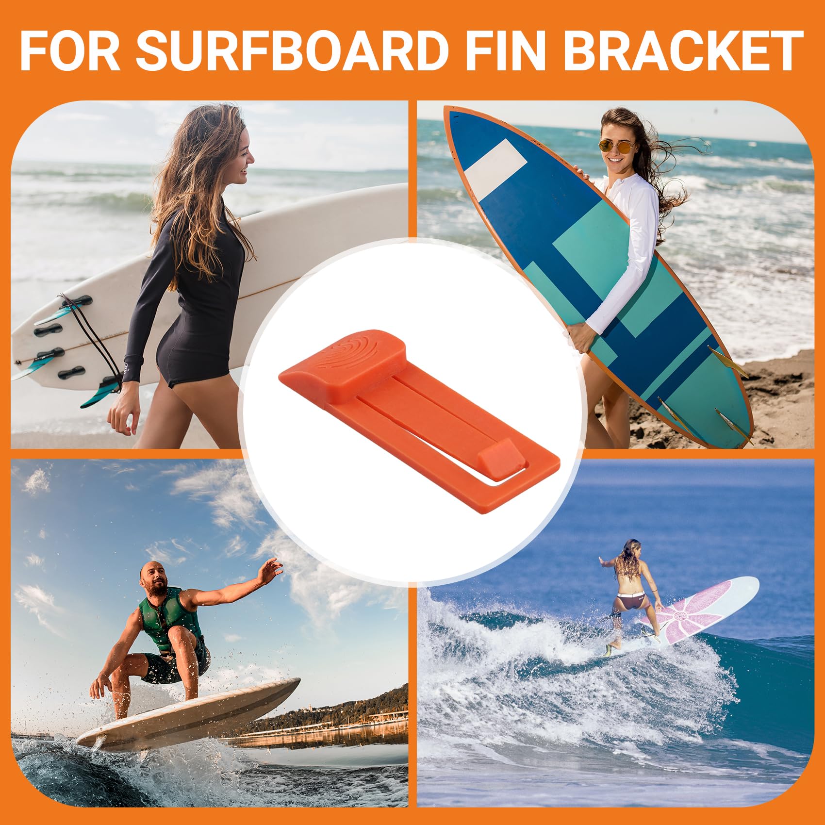 6-Teiliges Set, Hochwertige Surfbrett-Finnenhalterung, Finnenbasisstift, Finnenhalter, Surfbrettzubehör, Finnenhalterung, Orange