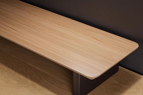 Miniatura 5 de White Oak - Configuración de escritorio ergonómico de doble nivel, soporte de madera moderno para monitor y elevador de espacio de trabajo, oficina