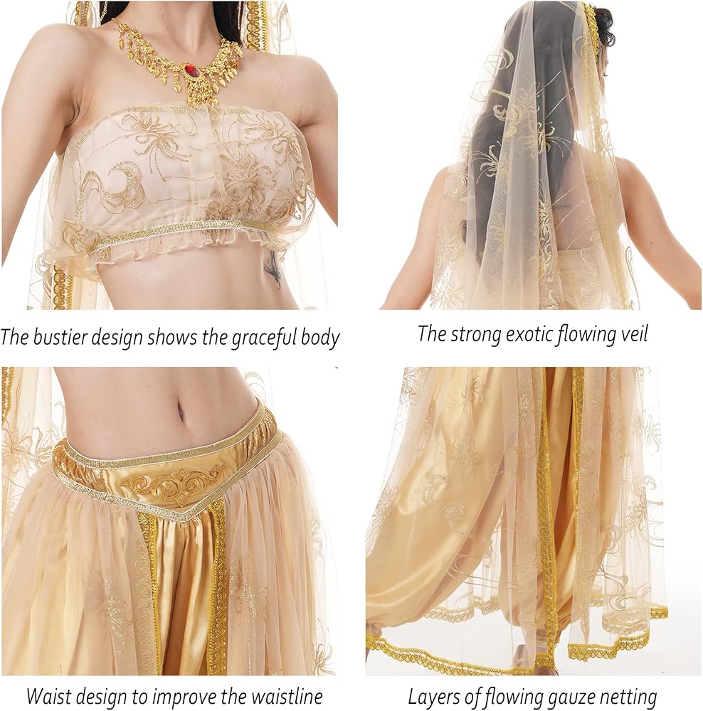 Amazon.co.jp: [MISI CHAO] ベリーダンス 衣装 3点セット 金色