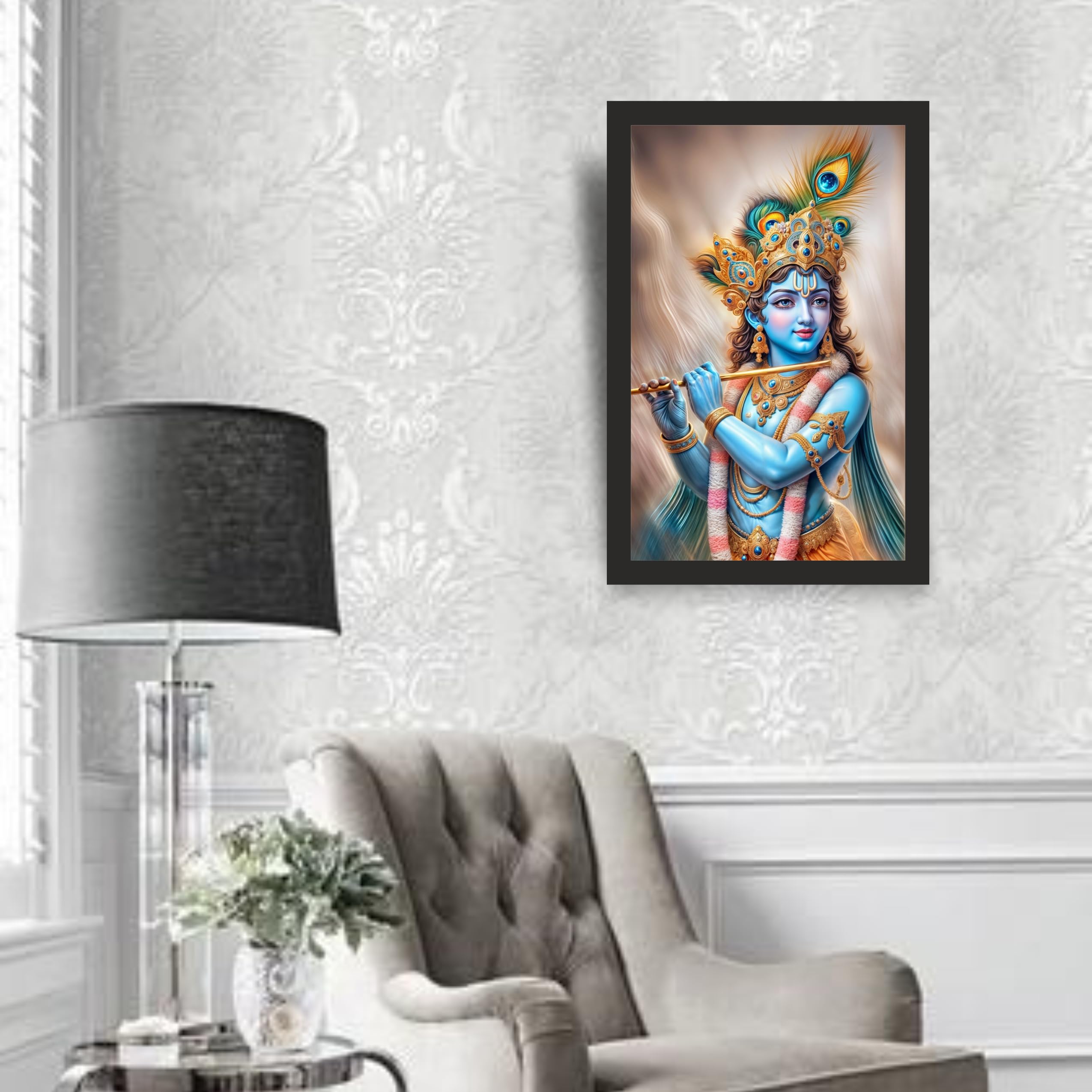 Blissful Lord Krishna Wall Art 20x30 - Janmashtami Blessings in…