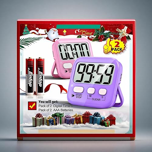 Miniatura 102 de Antonki Paquete de 2 temporizadores digitales para niños, temporizadores de cocina magnéticos de cuenta regresiva para cocinar, huevos, aula, Nuevo