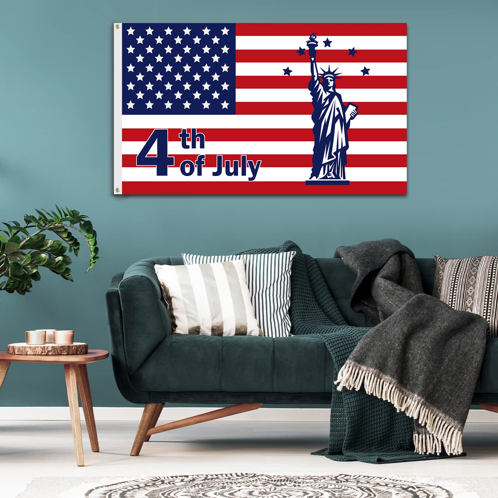 SENSEVEN 4. Juli Flaggen-Set – 3 Flaggen Je 90x150 Cm, Polyester, Für Unabhängigkeitstag & Veteranentag
