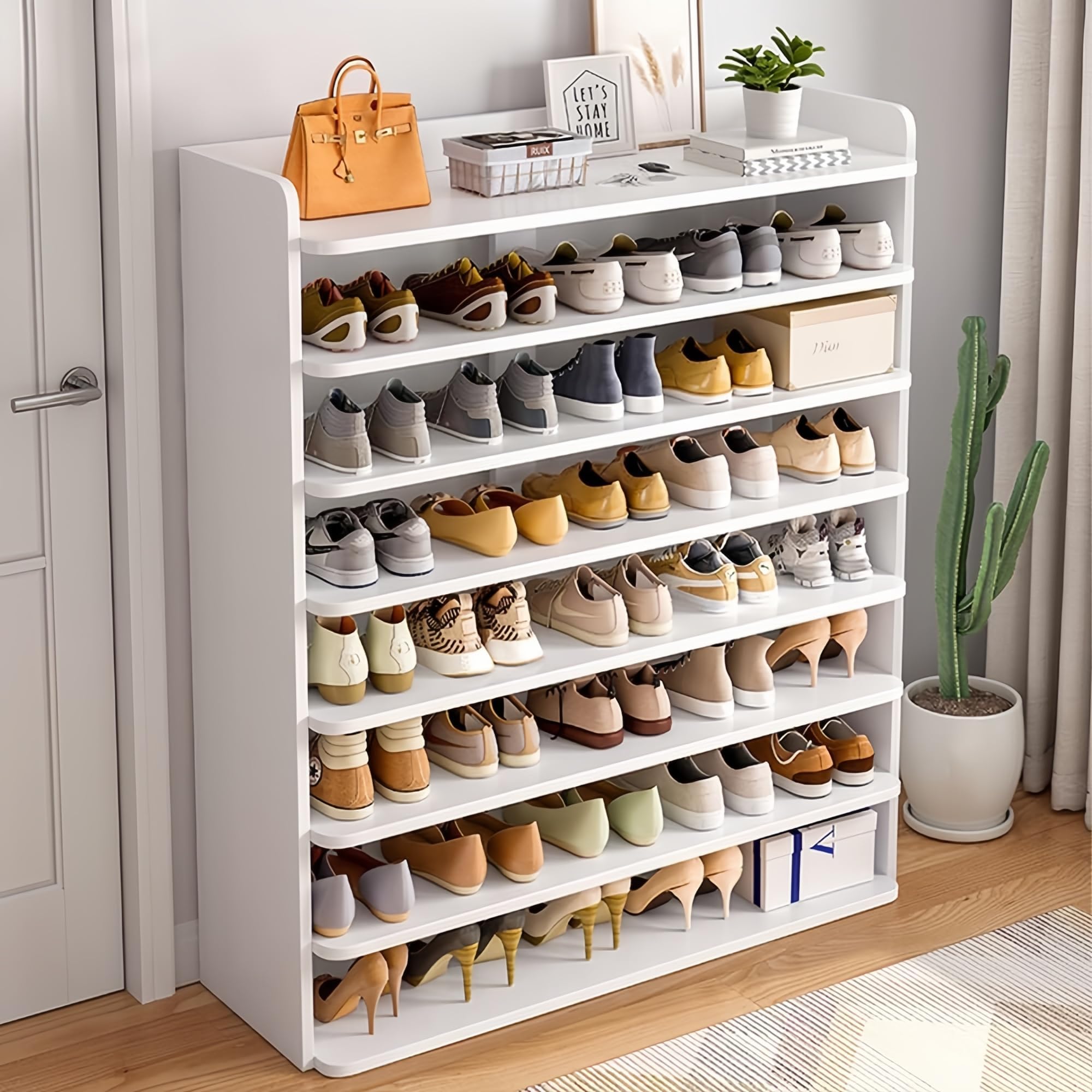 Wooden Shoe Cabinet, Shoe Rack, Free Standing Entryway Shoe Organizer, Multi-Function Shoes Cabinet for Boots Shoe Storage Shelf Home Furniture Modern House Office Stand (wood)