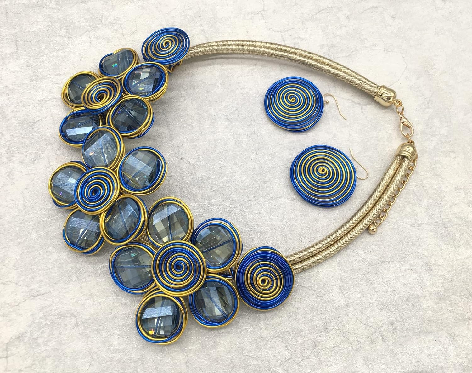 Statement Chunky Flower African Necklace For Women Tribal Fashion Costume Jewelry Earring Sets Unique Big Colorful Rhinestone Crystal Pendent Collar Choker Bib Handmade - Image 8