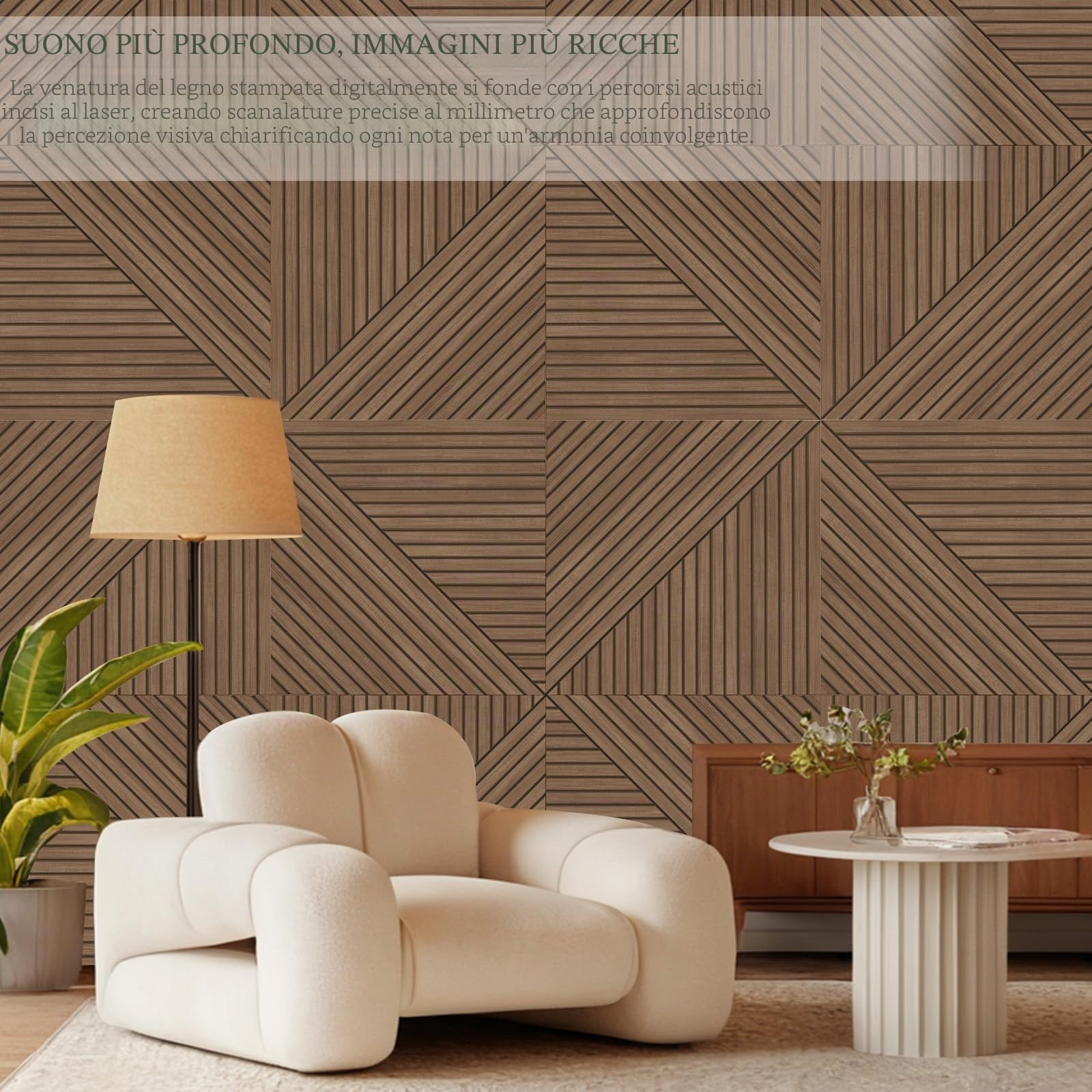 JBER Pannelli Acustici, Confezione da 6 Pannelli Autoadesivi Decorativi Insonorizzanti, Pannelli Fonoassorbenti per Parete per Ufficio, Studio di Registrazione, Soggiorno, Camera da Letto, 180 x 120