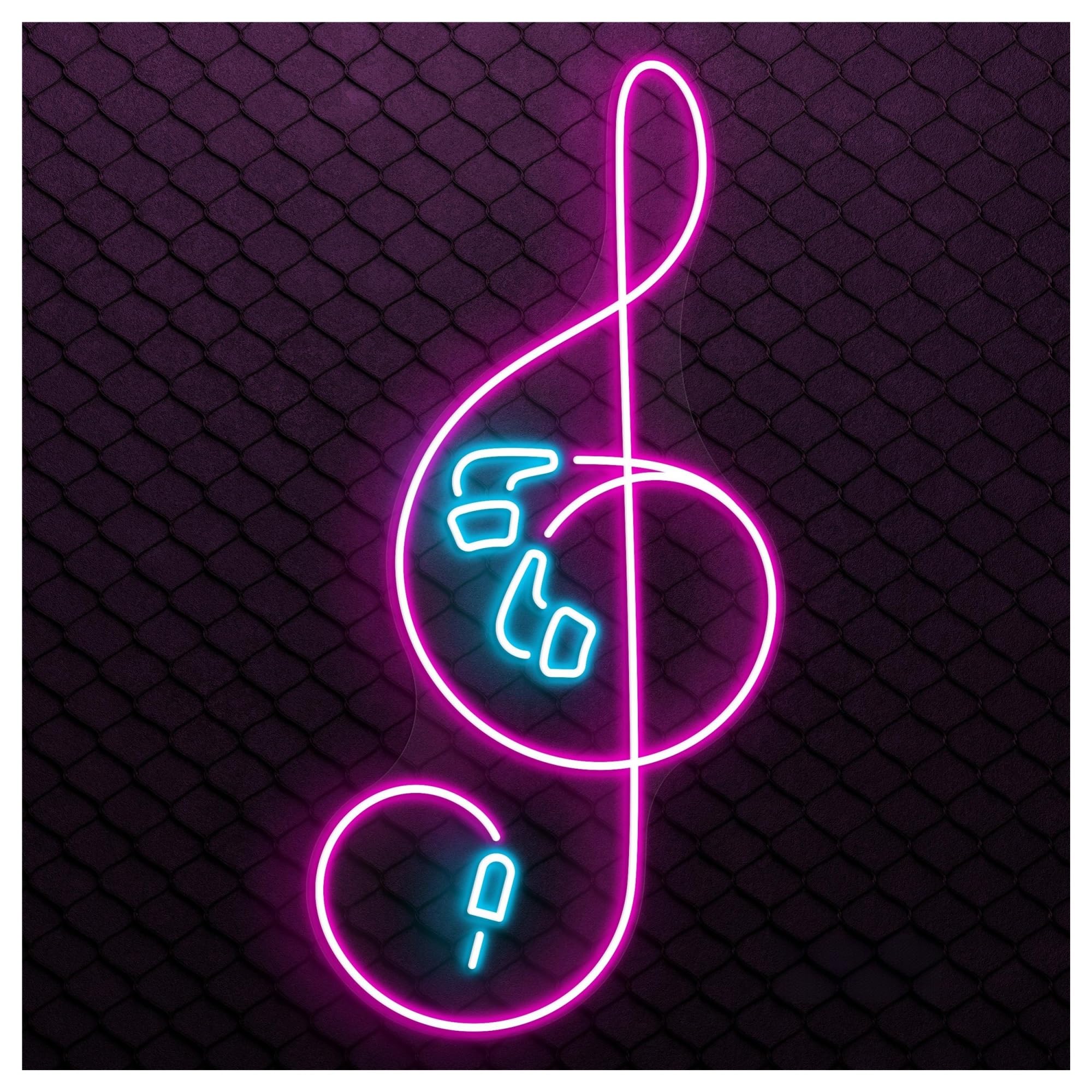 Hanging Art Neon Signs Music Note Headphone Neon Sign, Suitable For Club Studio Decor With Brightness Adjustable 50cm(Rose red)