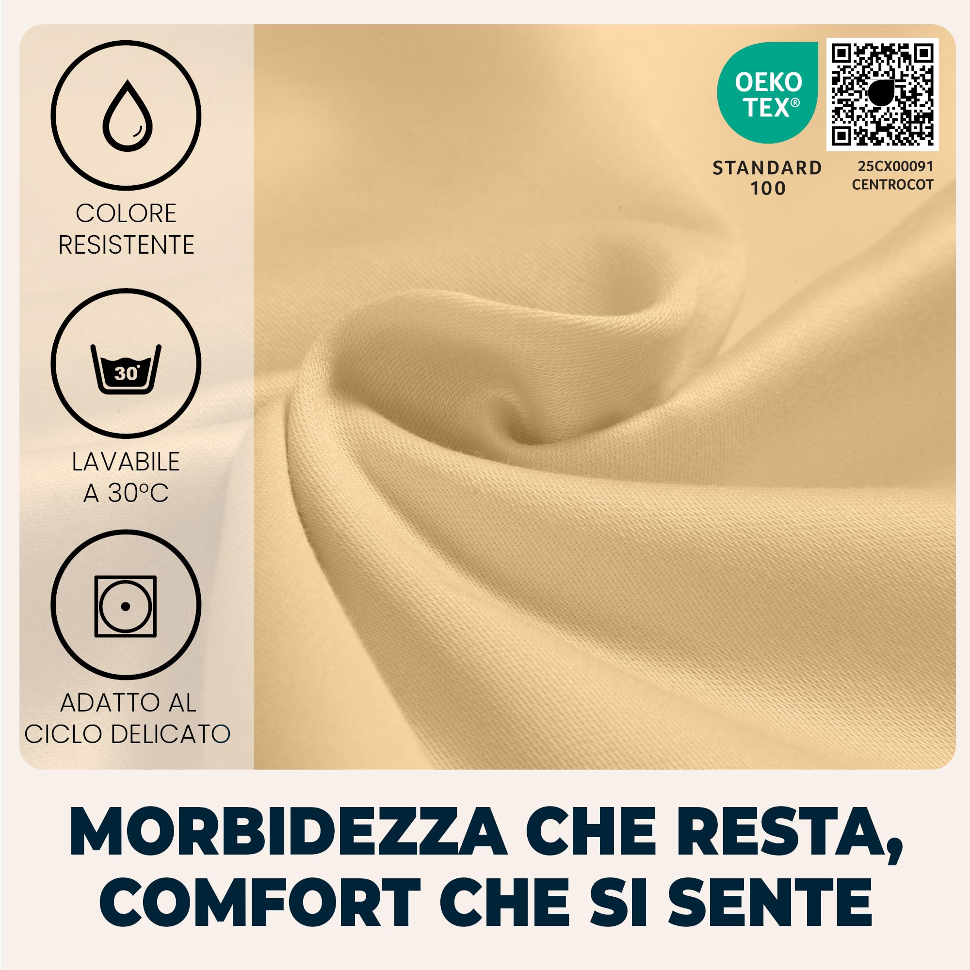 Lenzuola Matrimoniali con Angoli 160x190 cm Beige in Microfibra per Letto con Materasso fino a 30cm Tessuto Anti-Acaro e Ipoallergenico di Alta Qualità Morbido e Lavabile in Lavatrice