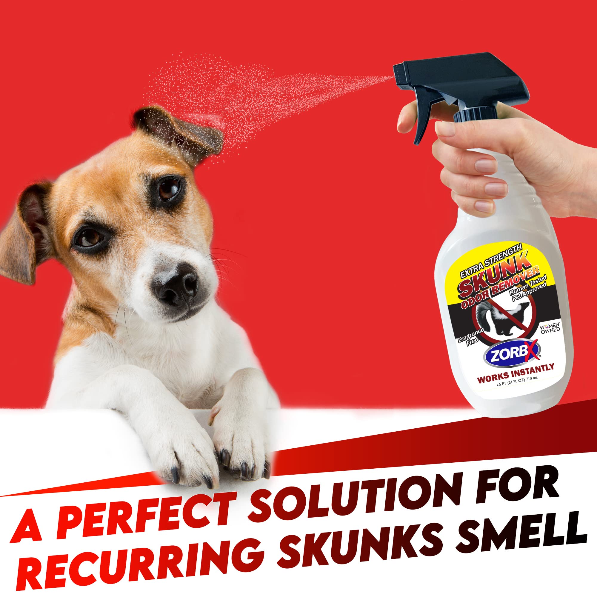 ZORBX Unscented Skunk Odor Remover Spray Fast Acting Skunk Smell Removal Extra Strength
