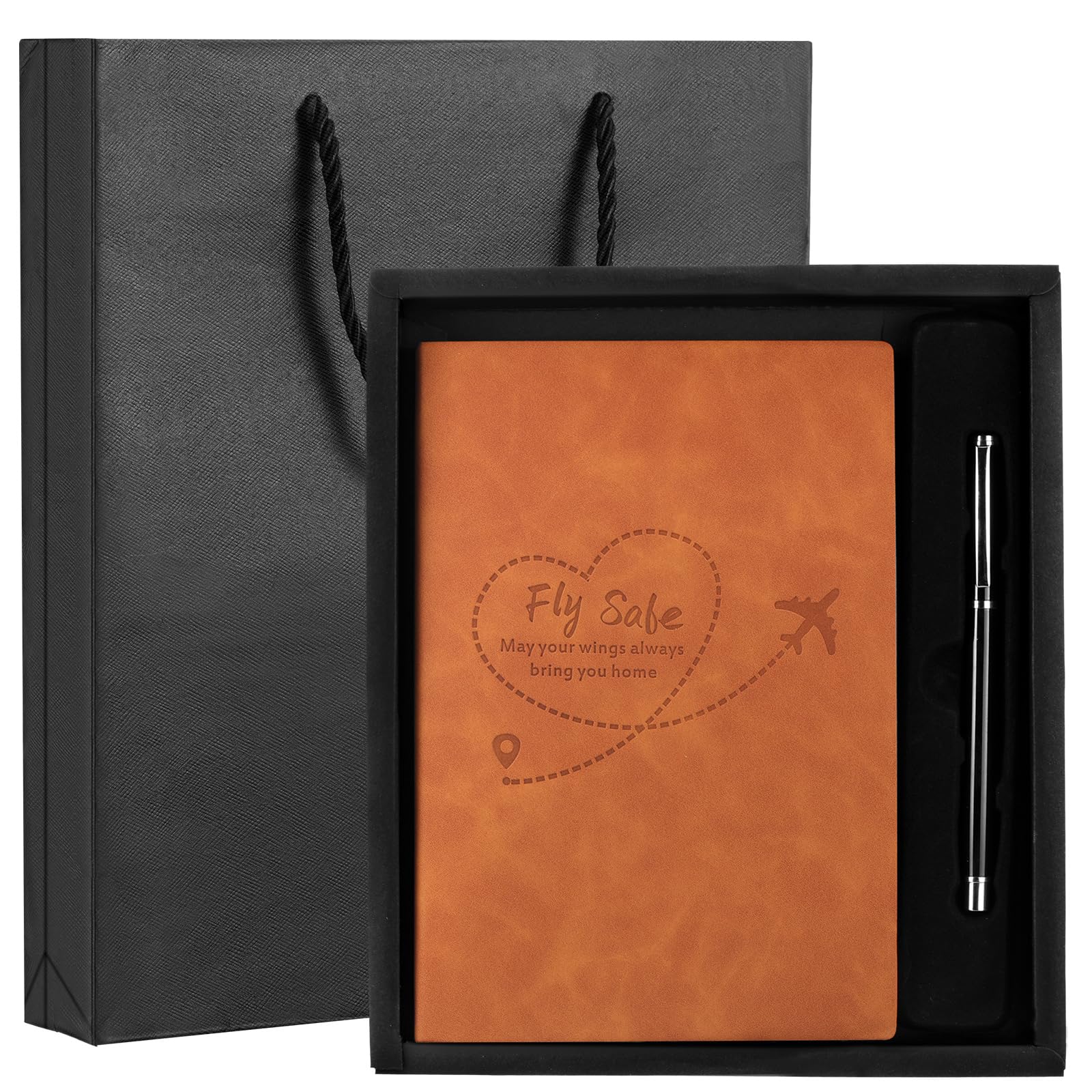 Watersay Pilot Gift Fly Safe Lined Journal Notebook Aviation Gifts for Pilot Notebook and Ballpoint Pen Set for Christmas Appreciation Day Gifts