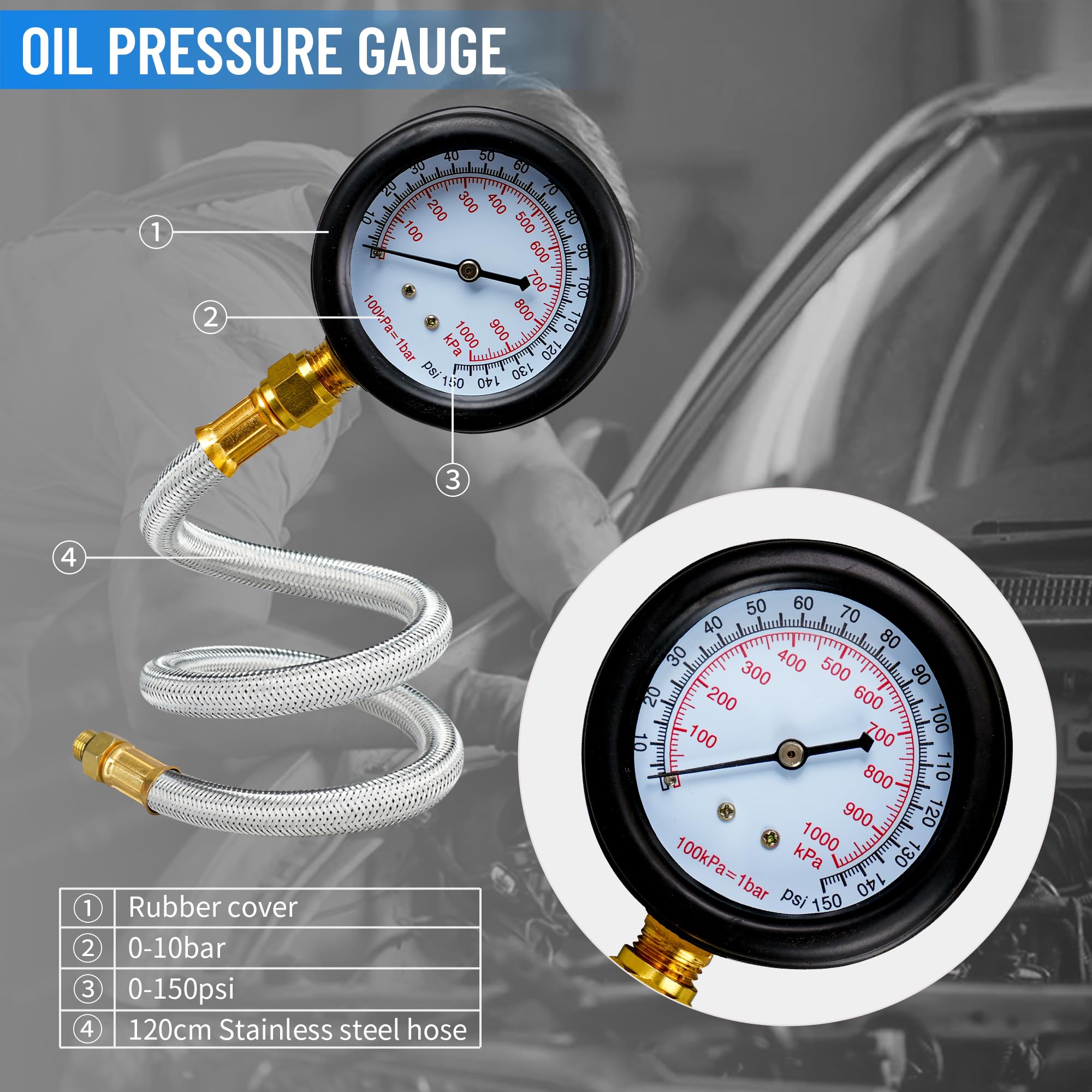 Amazon.co.jp: YSSNIUTOOL 自動車エンジンオイル圧力計試験キット